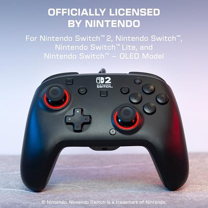 Turtle Beach Rematch Wired Gaming Controller, Nintendo Switch 2, Lite, OLED | Hall-Effect Thumbsticks, 2 Mappable Buttons, Audio Jack, C-Button for Game Chat, Licensed for Nintendo Switch 2, Black & Red - color: Black