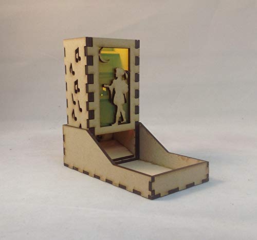 Bard Mini Dice Tower v1 Neon Yellow Acrylic Window Laser Cut MDF Unique Gift