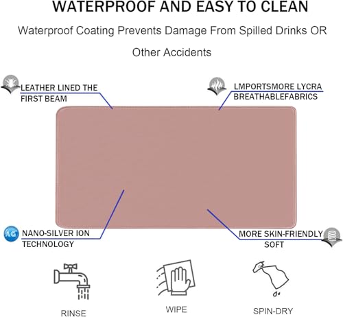 Large Mouse Pad, XXL Extended Computer Keyboard Mouse Mat with Stitched Edges, 31.5" x 15.7" Non-Slip Waterproof Rubber Base Office Big Long Gaming Mousepad for Work, Game, Office, Home, Pink - color: Pink