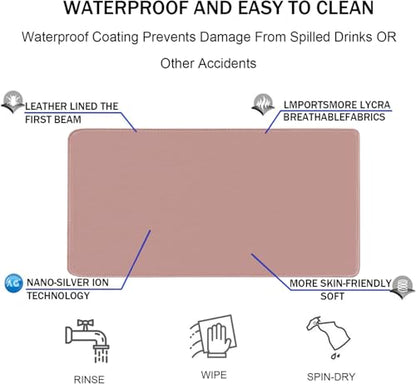 Large Mouse Pad, XXL Extended Computer Keyboard Mouse Mat with Stitched Edges, 31.5" x 15.7" Non-Slip Waterproof Rubber Base Office Big Long Gaming Mousepad for Work, Game, Office, Home, Pink - color: Pink