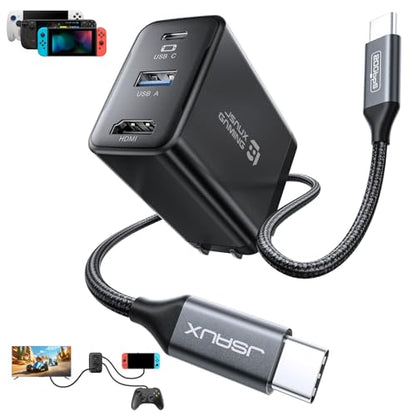 JSAUX 65W Switch Dock with 4K@120Hz HDMI, 65W PD Fast Charging, USB A Port | USB C TV Docking Station Compatible with Switch/Steam Deck/ROG Ally/Samsung/iPad/MacBook and More - OmniCentro Charger Dock
