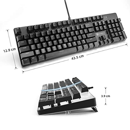 Merdia Mechanical Keyboard Gaming Keyboard | Red Switch, White Backlit Keyboard | 104 Keys US Layout | Wired Gaming Keyboard | Hot Swappable Mechanical Keyboard | PC Gaming Keyboards (Black) - color: Red Switch Black
