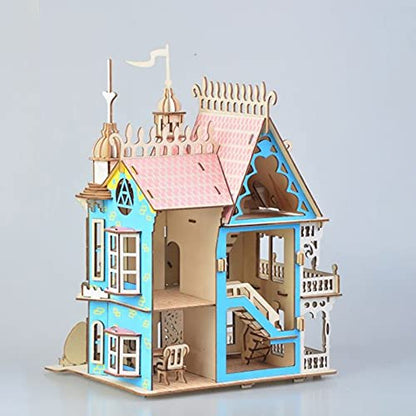 3D Puzzle Dollhouse for Kids, 3D Jigsaw Dollhouse Puzzle for Girls - Educational Paper Craft Toys for Game Xmas Birthday Easter Gifts, Easy to Assemble ，174pcs - color: Dream Villa