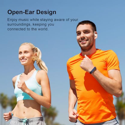 Open Ear Clip Wireless Earbuds Bone Conduction Headphones,Bluetooth 5.4,Open Ear Design for Running Fitness,IPX7 Waterproof,Built-in Mic Touch Control Operate Ear Hooks /Running/Workout/Fit Cycling﻿