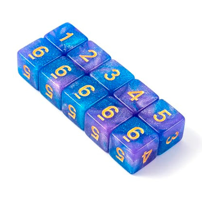 10 Pieces Polyhedral D6 Dice Set, 6 Sided Dice 16mm Square Edge Dice for RPG MTG DND Table Games (Pink Blue) - color: Pink Blue