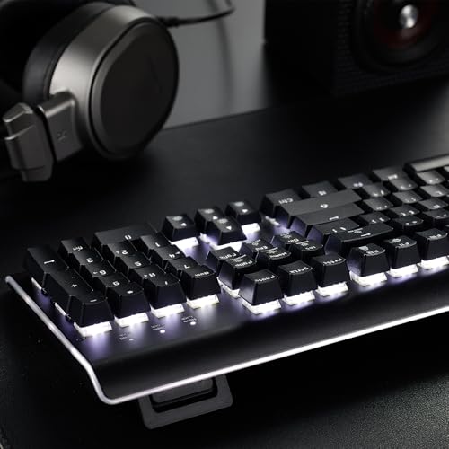 Hexgears GK735 Mechanical Gaming Keyboard Kailh Box White Switch 104 Keys ABS Keycaps Wired Gaming Keyboard with White LED Backlight, Ergonomic Design for Windows Laptop PC Mac (No Light Strip) - color: Black, size: Clicky