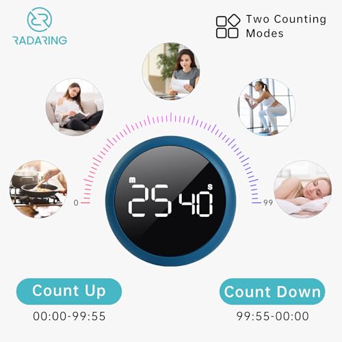 Royal Blue Quick Que Kitchen Timers, Visual timers Large LED Display Magnetic Countdown Countup Timer for Classroom Cooking Fitness Baking Studying Teaching, Easy for Kids and Seniors (Royal Blue) - color: Royal Blue