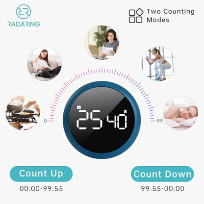 Royal Blue Quick Que Kitchen Timers, Visual timers Large LED Display Magnetic Countdown Countup Timer for Classroom Cooking Fitness Baking Studying Teaching, Easy for Kids and Seniors (Royal Blue) - color: Royal Blue