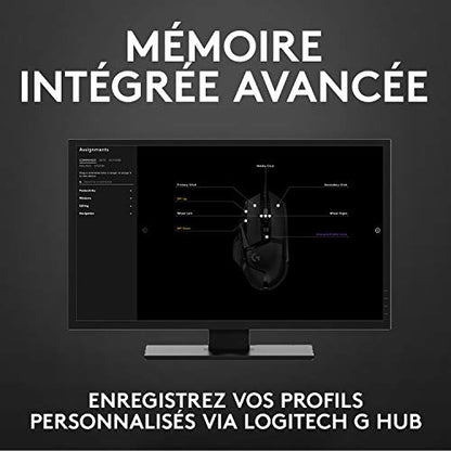 Logitech G502 Hero High Performance Wired Gaming Mouse, Hero 25K Sensor, 25,600 DPI, RGB, Adjustable Weights, 11 Programmable Buttons, On-Board Memory, PC/Mac - Black (Renewed)