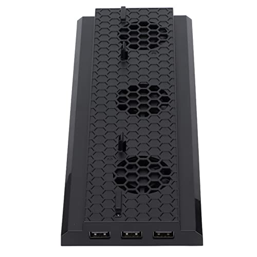 Vertical Gaming Console Cooling Stand with Light Bar for One X, 3 Fans, USB Hub Charging Ports, Decorative Design, ABS Material