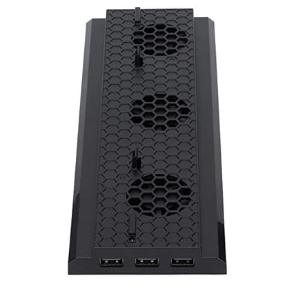 Vertical Gaming Console Cooling Stand with Light Bar for One X, 3 Fans, USB Hub Charging Ports, Decorative Design, ABS Material
