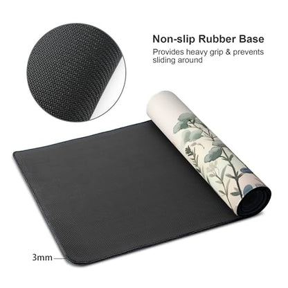 Mouse Pad, Watercolor Floral Design, XXL Gaming Desk Mat 35.4 x 15.7 Inches, Non-Slip Rubber Base, Pink and Blue - color: Floral