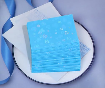 ONLYKXY 100pcs Soft Clear Plastic Heart Glitter Bag Storage Pouch Laser Sleeve Cover Pocket Holder Holographic Photo Protector Top Loader for 3in Trading Card Coin Jewelry (Blue) - color: Blue