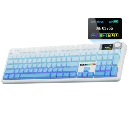 AULA F108 PRO - Wireless Mechanical Keyboard with Screen&Knob,Hot Swappable Gaming Keyboard with 8000mAh Battery,Pre-lubed Switches,RGB Backlit,PBT Keycaps Creamy Sounding Computer Keyboards,104 Keys - color: Gradient Blue