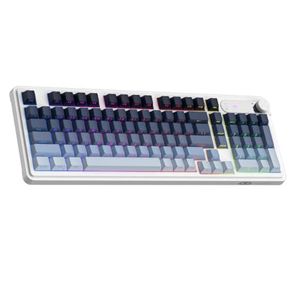 MageGee GK960 Wireless Keyboard, 98 Keys Tri-Mode BT/2.4G/Wired Membrane Gaming Keyboard, RGB Creamy Keyboard with Number Pad, Knob Control, Side Printed Keycaps, 4000mAh Battery - Black & Blue - color: Black & Blue