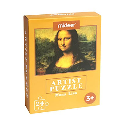 24 Pieces Da Vinci Mona Lisa Puzzle, Toddler Artist Puzzles for Kids Ages 3-5, 4-6 Easy-an Intellectual Decompression Entertainment Game and Preschool Educational Learning Toys - color: Mona Lisa-24p