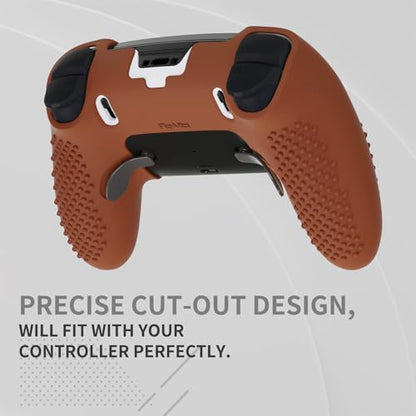 PlayVital 3D Studded Edition Anti-Slip Silicone Cover Case for ps5 Edge Controller, Soft Rubber Protector Skin for ps5 Edge Wireless Controller with Thumb Grip Caps - Signal Brown - color: Signal Brown