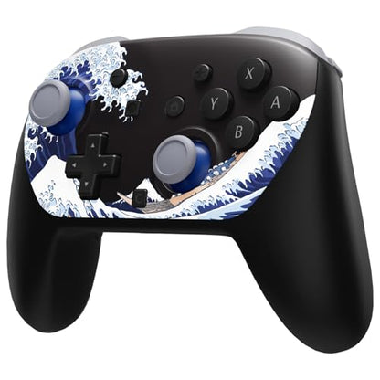 eXtremeRate DIY Replacement Faceplate Shell for Nintendo Switch 2 Pro Controller, Custom Front Housing Case, Thumbsticks and Screwdriver Tools for Switch 2 Pro Controller - The Great Wave Off Kanagawa - color: The Great Wave Off Kanagawa