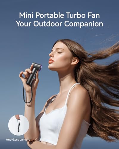 Portable Handheld Fan, Speed(1-199) Powerful Turbo Mini Fan, 30000 RPM High Speed Moter [14H Max Cooling Time] 5000mAh Battery Rechargeable,Pocket Personal Small Travel GIfts for Women Men,BlackPurple - color: Black Purple