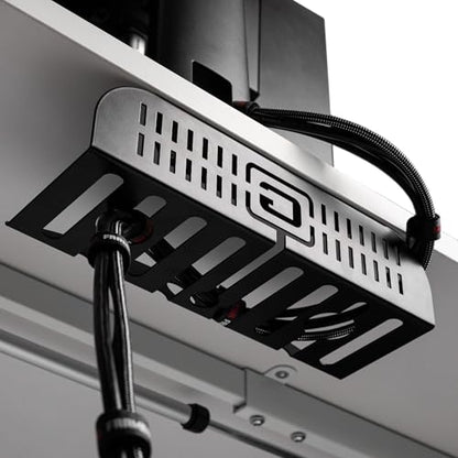 Gator Frameworks Metal Cable Management System - Mounts Under Desk for a Clutter Free Space with 1" Sapced Slots and (6) Cable Ties, (GFW-CBLMGM-MTL) - style: Metal System