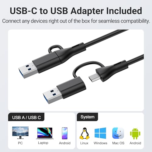 Inwa Computer Speakers for Desktop PC, USB Monitor Speakers with Clip, Wired Computer Sound Bar for Laptop with Loud Sound & Bass, Easily Clamps to Monitors (USB-C to USBAdapter Included)