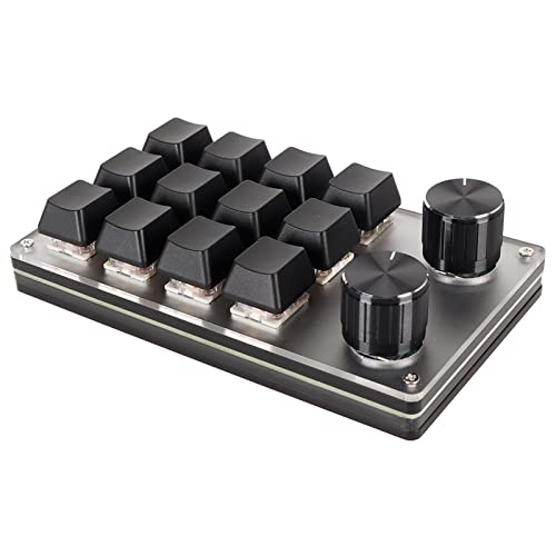 OSU Gaming Keyboard, Programming Mechanical Keyboard Red Switch One Handed Macro Keypad Shortcut Custom Function for Office DIY Gaming for Windows/Vista/Linux/macOS (12 Keys 2 Knobs) - size: 12 Keys with 2 Knobs