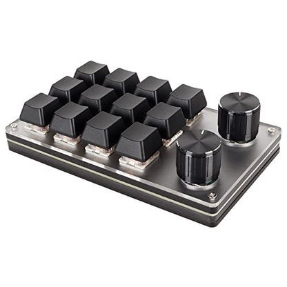 OSU Gaming Keyboard, Programming Mechanical Keyboard Red Switch One Handed Macro Keypad Shortcut Custom Function for Office DIY Gaming for Windows/Vista/Linux/macOS (12 Keys 2 Knobs) - size: 12 Keys with 2 Knobs