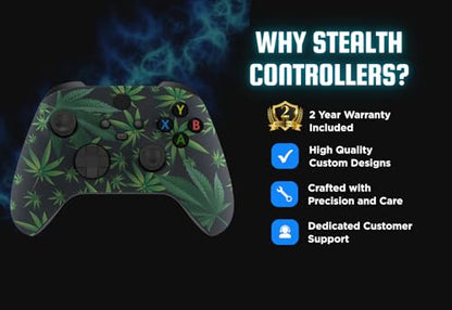 Stealth Controllers Wireless Controller for Xbox Series S, Xbox Series X, Xbox One - Soft Touch Feel - Custom Series S/X Controller (Green Leaves) - color: Green Leaves