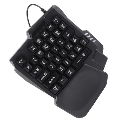 One Handed Gaming Keyboard, RGB Backlit 35 Keys Portable Mini Gaming Keypad Wide Palm Rest Wired USB Single Handed Keyboard for Computer Mobile Games