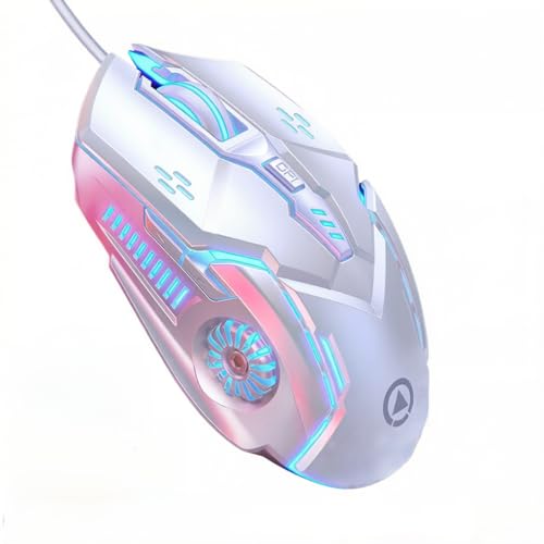 Wired Gaming Mouse, 3200 DPI 6D Wired Optical Mouse, Silent Click 7-Color Breathing Light Ergonomic Gaming Mouse for PC Laptop Office Gaming (White) - color: White, size: Silent Click
