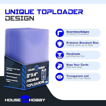200pc Top Loaders for Cards and Penny Sleeves Bundle - Hard Plastic Card Sleeve, Trading Card Protectors, Yugioh & Baseball Card Sleeves - 100 Trading Card Top Loaders & 100 Penny Sleeves - size: 100 Toploaders + 100 Sleeves Bundle (200pc)
