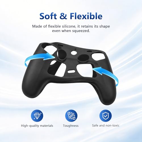 Case Cover Compatible with Steam Controller 2 2026, Soft Silicone Protector Cover Skin Case for Steam Controller 2 with Thumb Grip Caps, Anti-Scratch, Shockproof (Black) - color: Black