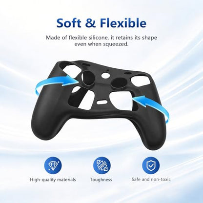 Case Cover Compatible with Steam Controller 2 2026, Soft Silicone Protector Cover Skin Case for Steam Controller 2 with Thumb Grip Caps, Anti-Scratch, Shockproof (Black) - color: Black