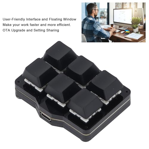 AstraLoom One Handed Macro Mechanical Keyboard Programmable NKRO Hotkeys 6 Keys USB Keypad with Floating Window for Gaming and Office Work Black ABS Acrylic