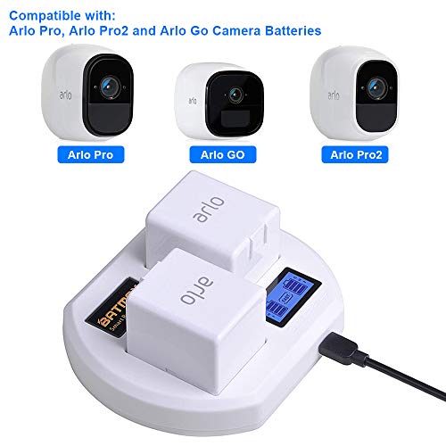 Rapid LCD USB Dual Battery Charging Station for Arlo Pro,Arlo Pro 2 & Arlo Go Wireless Home Security Camera System Batteries