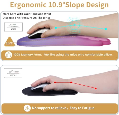 L-SPOUTTO Ergonomic Mouse Pad with Wrist Rest,Pink Mouse Pad Wrist Support | Cute Cat Paw Comfortable Massage Design,Computer Pain Relief Mousepad with Non-Slip Base for Desk Laptop Gaming,Pink&Purple - color: Pink & Purple