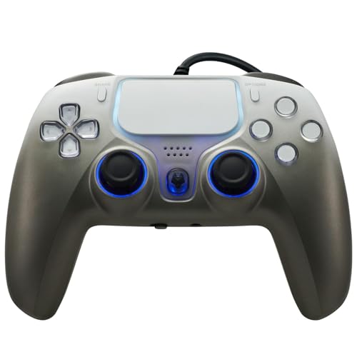 NBCP PS5 Wired Controller with Turbo, Hall Effect Triggers, Dual Vibration, 3.5mm Audio Jack Gamepad for PS5/PS4/PC/Steam Gaming - color: Grey