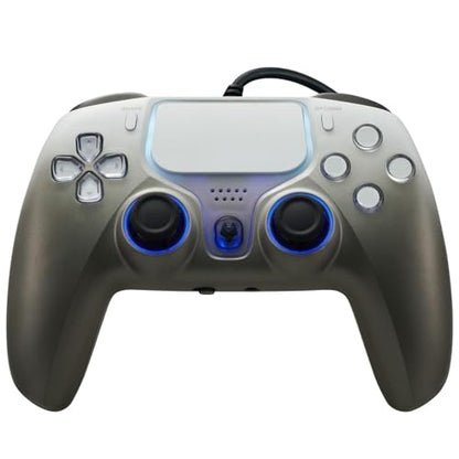 NBCP PS5 Wired Controller with Turbo, Hall Effect Triggers, Dual Vibration, 3.5mm Audio Jack Gamepad for PS5/PS4/PC/Steam Gaming - color: Grey