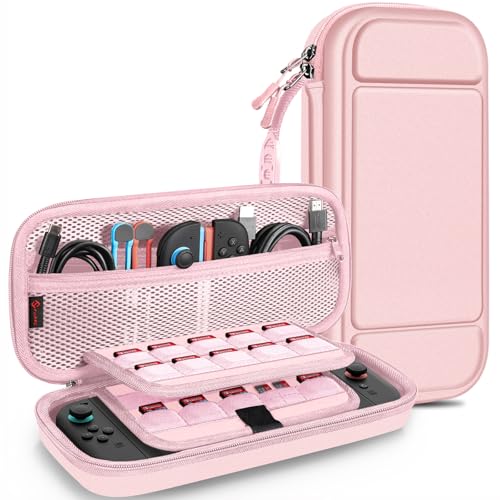 FINTIE Carrying Case for Nintendo Switch 2 (2025), Shockproof Hard Shell Switch 2 Case, Protective Cover Travel Bag with 19 Game Card & 2 Micro SD Card Slots & Inner Pocket, Rose Gold - color: Rose Gold