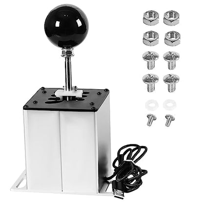 USB Simulator Shifter Compatible with Logitech G29 /G27 /G25 /G920 T300RS/GT Steering Wheel , Applicable for ATS ETS Dust WRC Sim Racing Games H Shifter with Carbon Fiber Grip - 6+R White(PC System) - size: HB-1014-6R-W