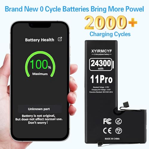XYIRMCYF 24300mAh Super Capacity Battery Compatible with iPhone 11 Pro, 0 Cycle Li-Polymer Replacement Battery for iPhone 11 Pro, with Professional Repair Tool Kit - color: 11Pro-24300