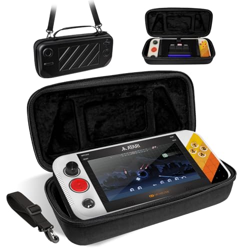 Carrying Case for My Arcade Atari Gamestation Go Retro Video Games Console,Stand Hard Shell Cover with Shoulder Straps for My Arcade Atari Gamestation Go Cable Charger & Accessories ,Shockproof,Black