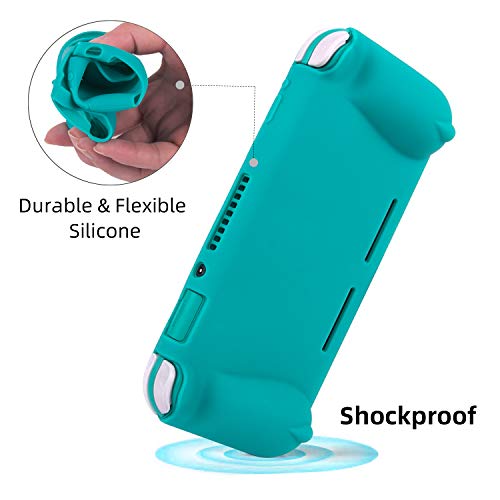 Silicone Protective Case for Nintendo Switch Lite, Soft Grip Case Cover with Comfort Ergonomic Handles for Nintendo Switch Lite 2019 [Self Stand][4 Thumb Stick Caps] (Turquoise) - color: 실리콘-터키석