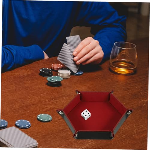 Vaguelly Tabletop Foldable Pu Dice Tray Dice Storage Holder for Games Stylish Deep Design Easy to Clean