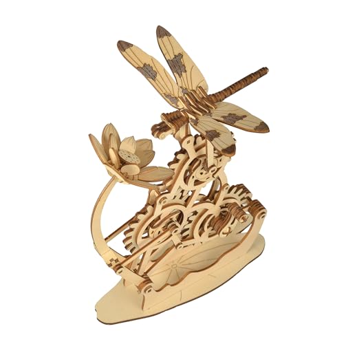 Aida & Hani Wooden Dragonfly Toys 3D Puzzle Toy Creative DIY Assembly Mechanical Wood with Mortise and Tenon Structure Jigsaw Toy Ornament