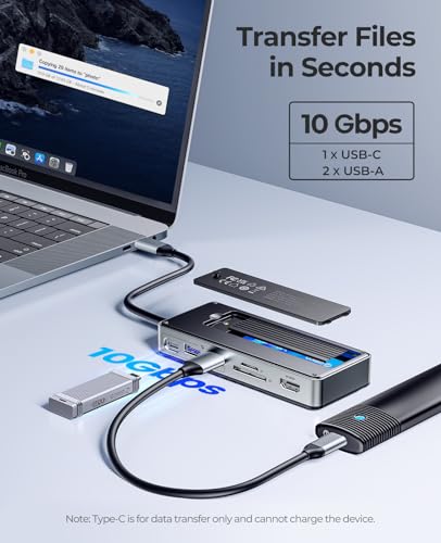 ORICO USB-C Hub with M.2 SSD Enclosure, 8-in-1 USB C Docking Station Fits M.2 NVMe/SATA SSD, 10Gbps, 4K@60Hz HDMI, 100W PD, SD/TF Card Reader - style: with SD/TF