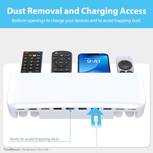 TotalMount Drop-Free Remote Holder – Removable Adhesive Strips – Pro White | Designed in the USA – Simply Put the Remotes In – No Tricky Magnet Alignment Needed (Holds 5 or 6 Remote Controls) - color: For 5 or 6 Remotes – Premium White