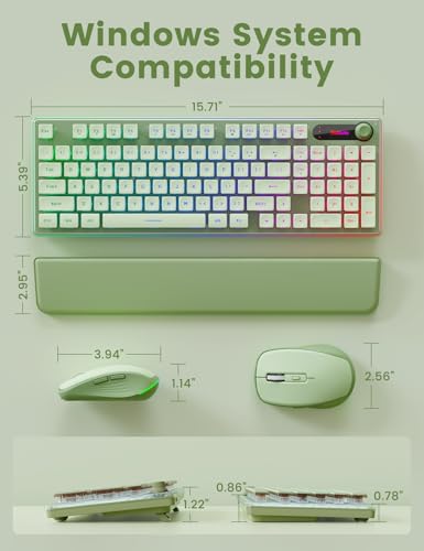 Wireless Keyboard and Mouse Combo - 9 Backlit Effects, Wrist Rest, Double-Shot Keycaps, Metal Panel, Long-Lasting Rechargeable, 2.4G Keyboard Mouse Set for Windows Mac PC Laptop – Sablute (Green) - color: Green