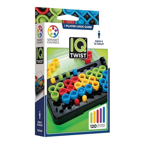 SmartGames IQ Twist, a Travel Game for Kids and Adults, a Cognitive Skill-Building Brain Game - Brain Teaser for Ages 6 & Up, 120 Challenges in Travel-Friendly Case - style: IQ Twist