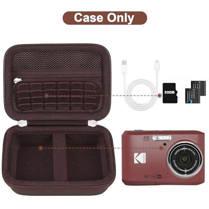 Canboc Hard Case for KODAK PIXPRO FZ55/ FZ45/ FZ43/ FZ53 16MP Digital Camera, Vlogging Camera Bag, Zipper Mesh Pocket fit Cable, SD Card, Brown (Case Only) - color: T-Brown